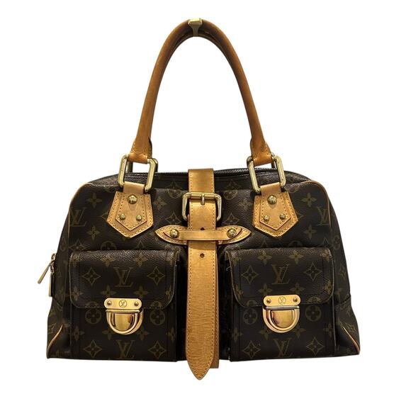 Vintage Louis Vuitton Brown Tan Monogram Double Handle Manhattan GM Handbag - Picture 1 of 13